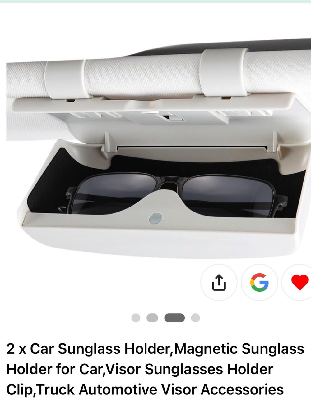 Magnetic Car Visor Sunglasses Holder - White